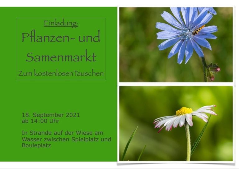 Pflanzen- und Samentauschbörse in Strande am 18. September 2021 ab 14:00h